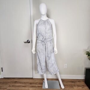 Bella Dahl Light Tie Dye Smoke Look Gray Halter Jumpsuit Sz M